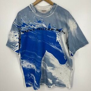 Vintage Steve Miller‎ Band All Over Print Horse T-Shirt Blue White XL Hanes